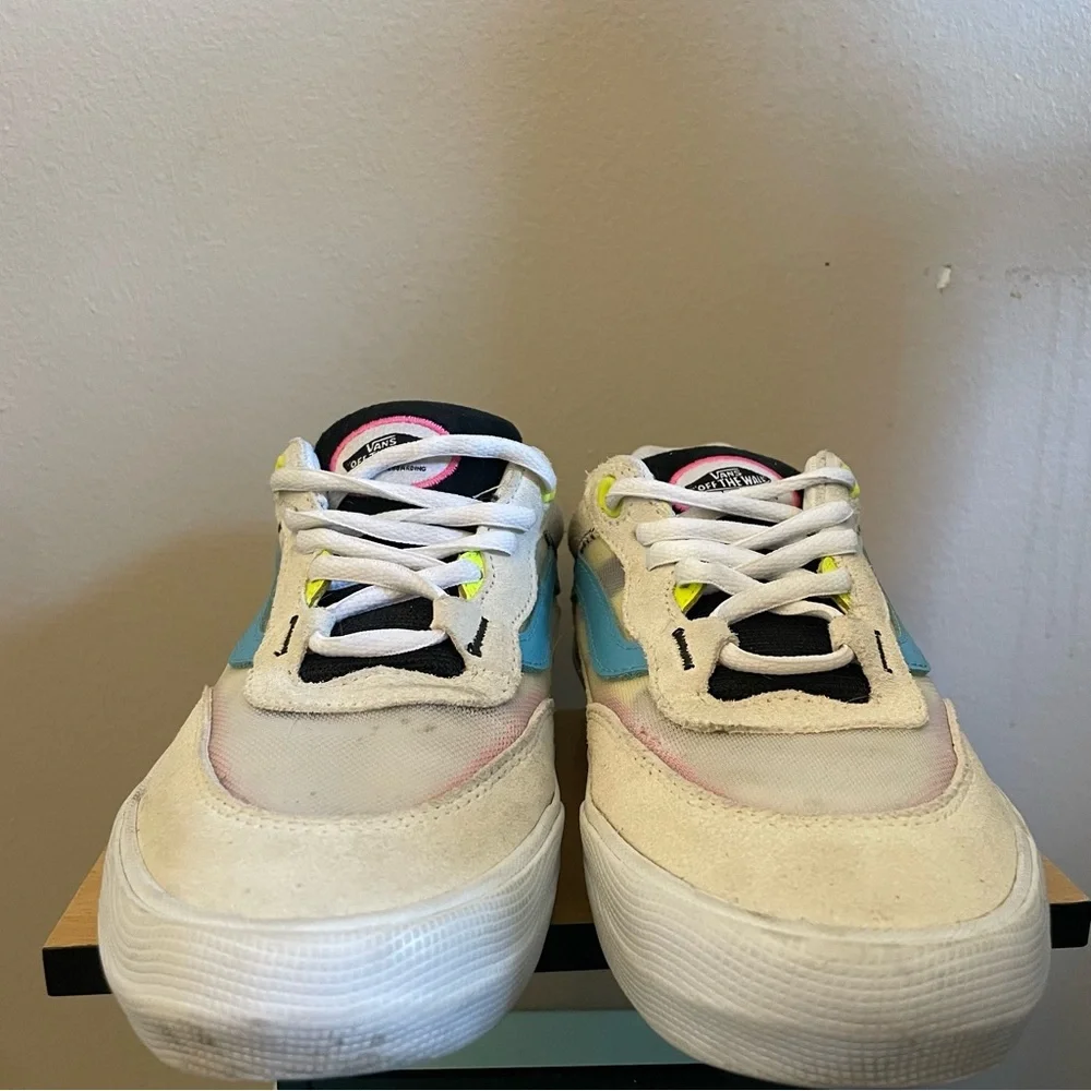 Vans Cream Blue Sneakers Mesh Pink Yellow Accents – Men 6 / Women 7.5 - Picture 5 of 16